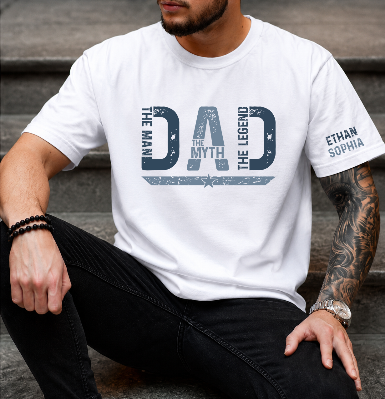 The Man The Myth The Legend Dad T-Shirt – Personalized Custom Name Gift for Dad Daddy Papa