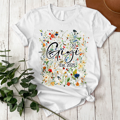 Custom Mimi Est Flower Shirt, Personalized Nickname And Grandkids, Gift For Mother's Day