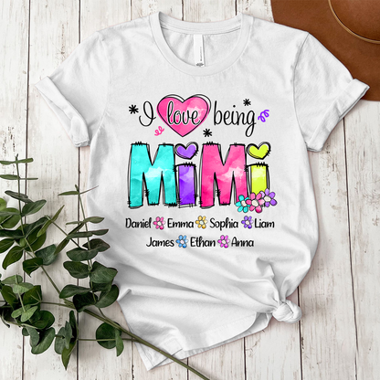 Custom I love being Nana Color Shirt, Personalized Nickname And Grandkids, Gift For Mother's Day