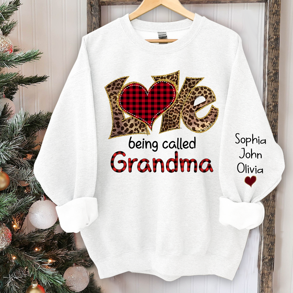 Love being called Grandma leopard And Grandkids Sweatshirt