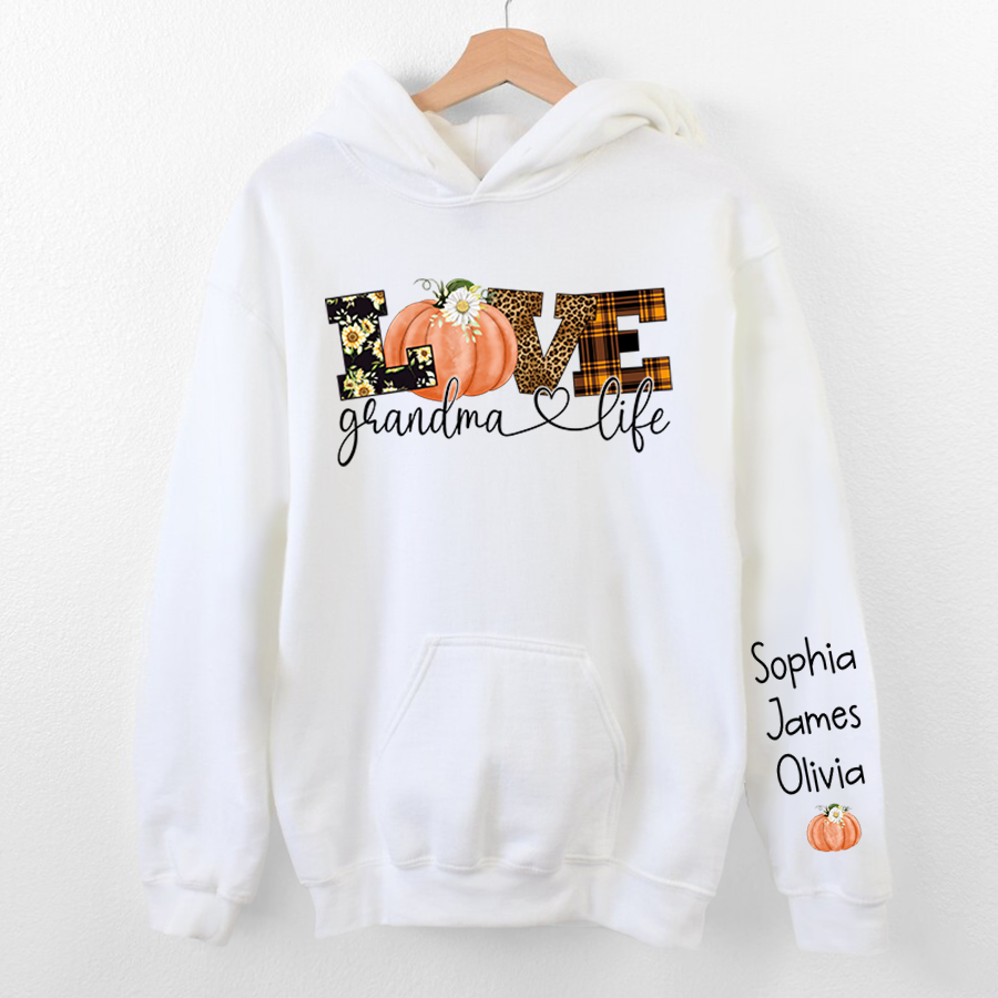 Personalized Love Grandma Life Fall Season Pumpkin Hoodie