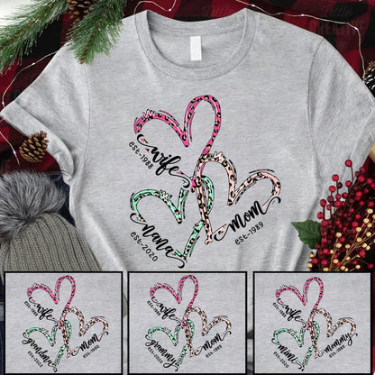Wife Mom Nana Est Heart CTH01 T-Shirt