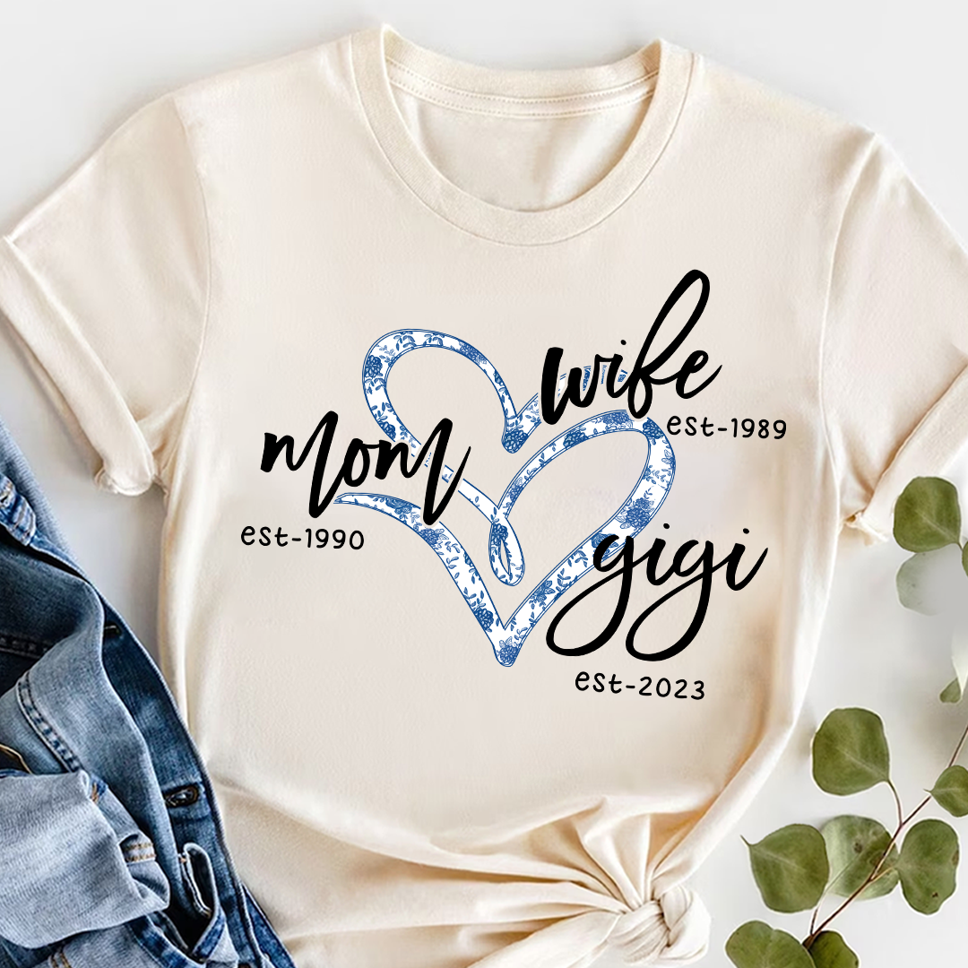 Wife Mom Gigi Est Year Blue Flower CTH01