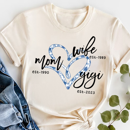 Wife Mom Gigi Est Year Blue Flower CTH01