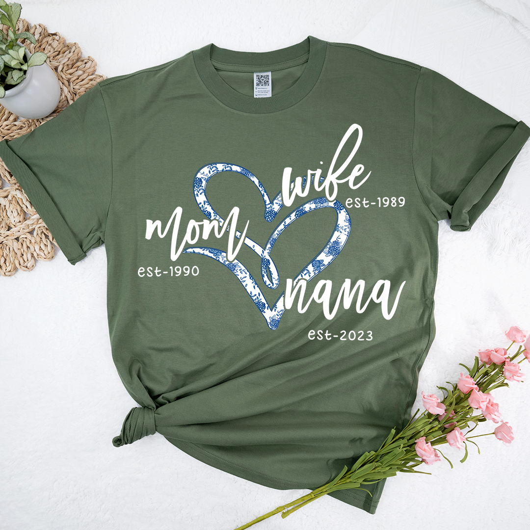Wife Mom Gigi Est Year Blue Flower CTH01