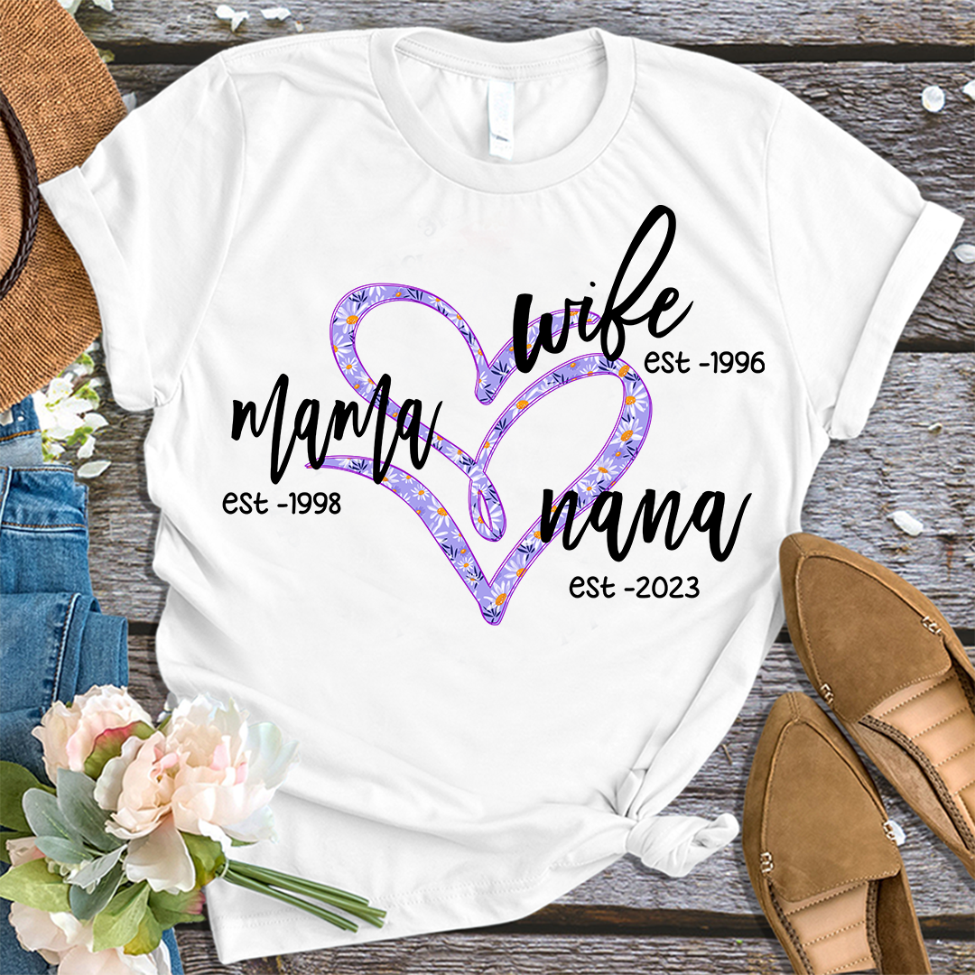 Wife Mom Gigi Est Year Blue Flower Mother's Day Gift