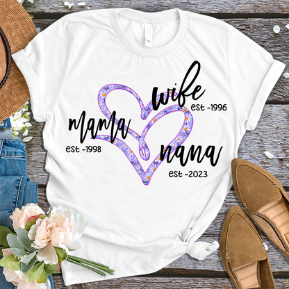 Wife Mom Gigi Est Year Blue Flower Mother's Day Gift