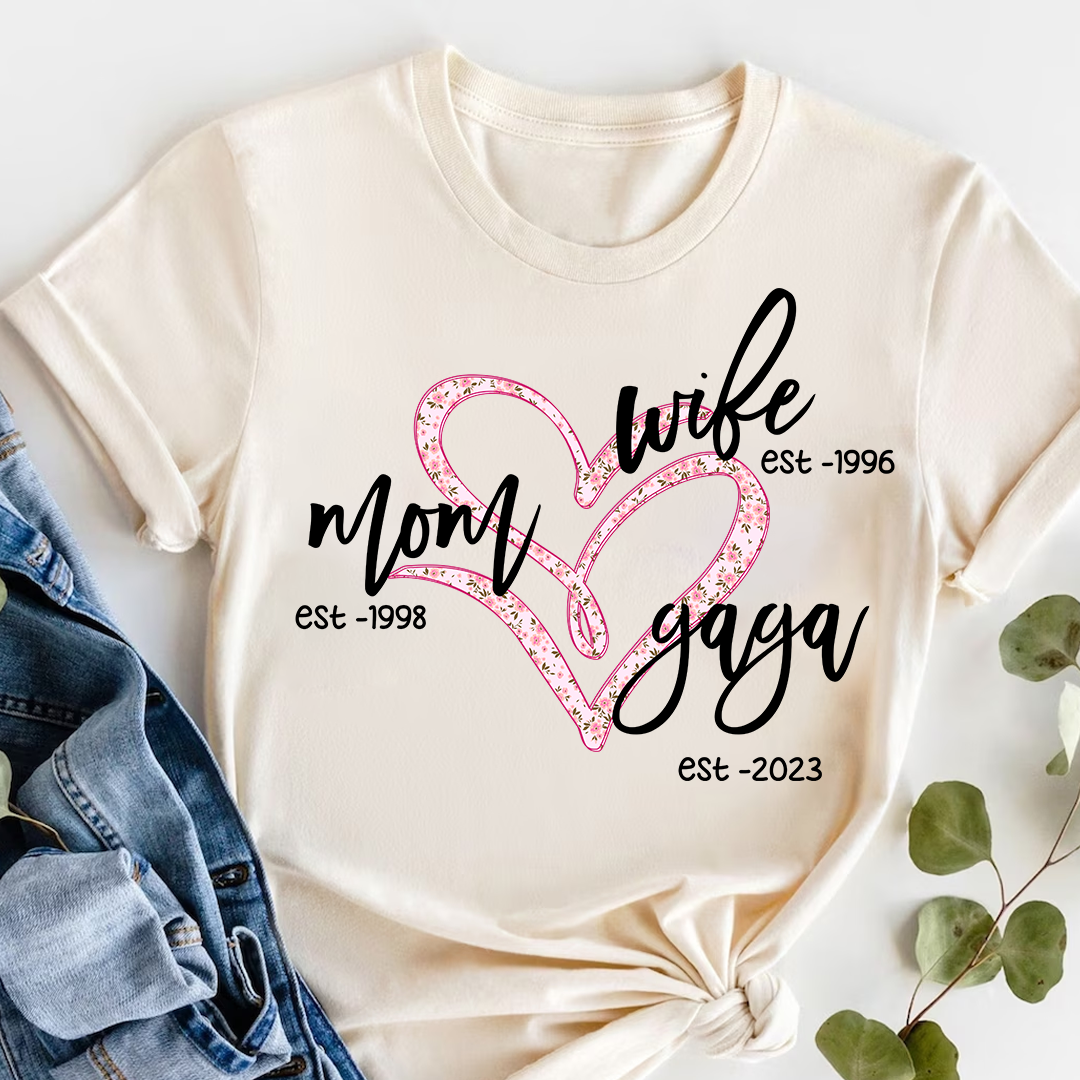 Wife Mom Gigi Est Year Blue Flower Mother's Day Gift