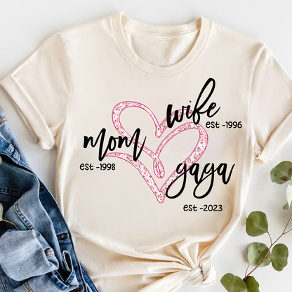 Wife Mom Gigi Est Year Blue Flower Mother's Day Gift