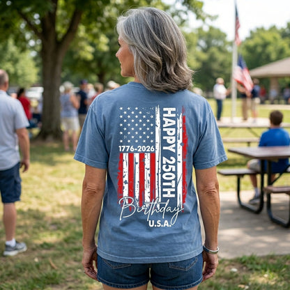 Personalized Mimi Patriotic Heart Flag Shirt, Happy 250th Birthday USA Grandma Shirt for Nana Gigi Mimi, 250 Years of Freedom 4th of July Comfort Colors® Shirt