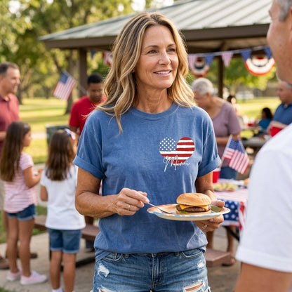 Personalized Mimi Patriotic Heart Flag Shirt, Happy 250th Birthday USA Grandma Shirt for Nana Gigi Mimi, 250 Years of Freedom 4th of July Comfort Colors® Shirt