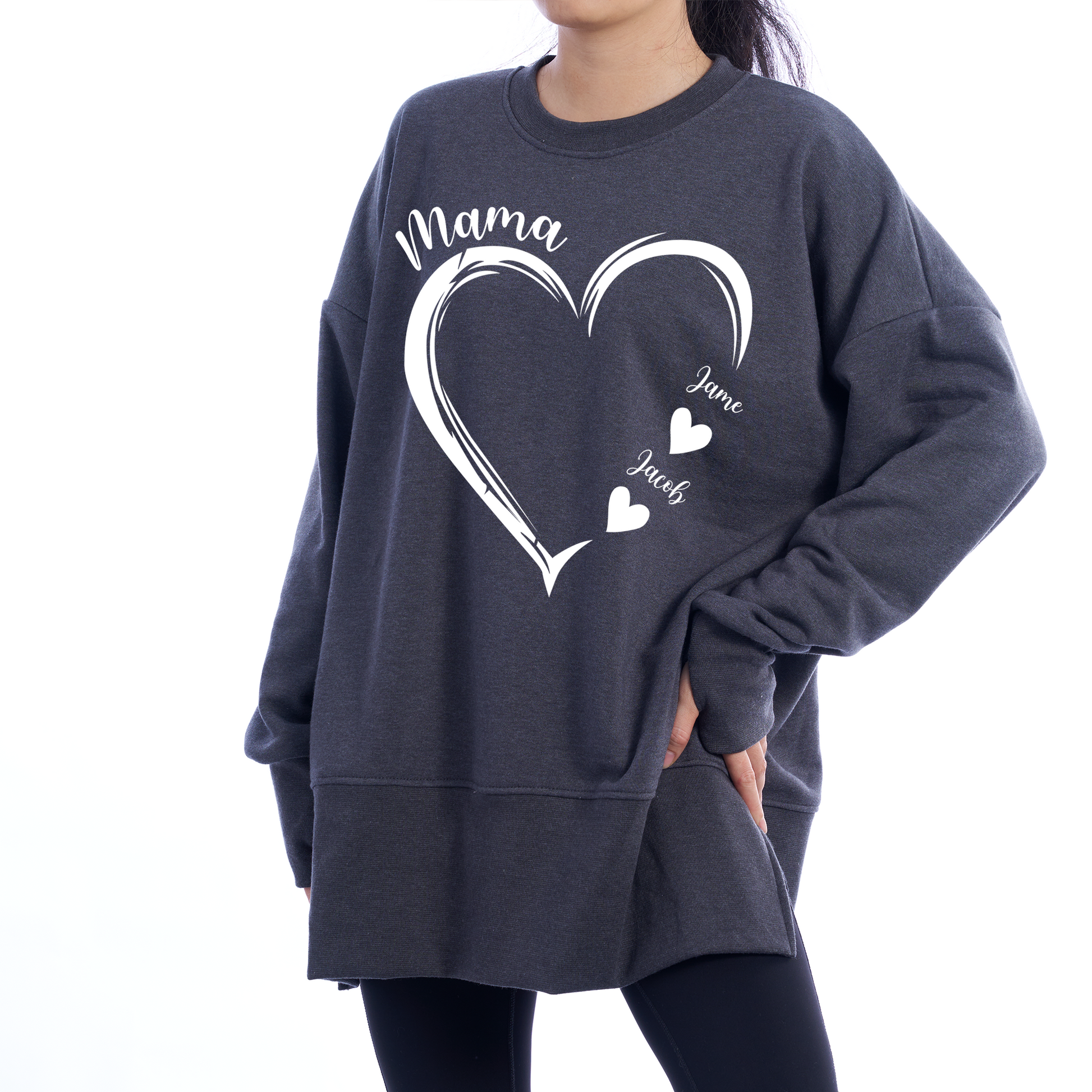 Personalized Mom and Grandma Heart Sweatshirt – Custom Grandkids Name Sweater – Cozy Christmas Gift for Grandma, Gigi, Nana, Mimi