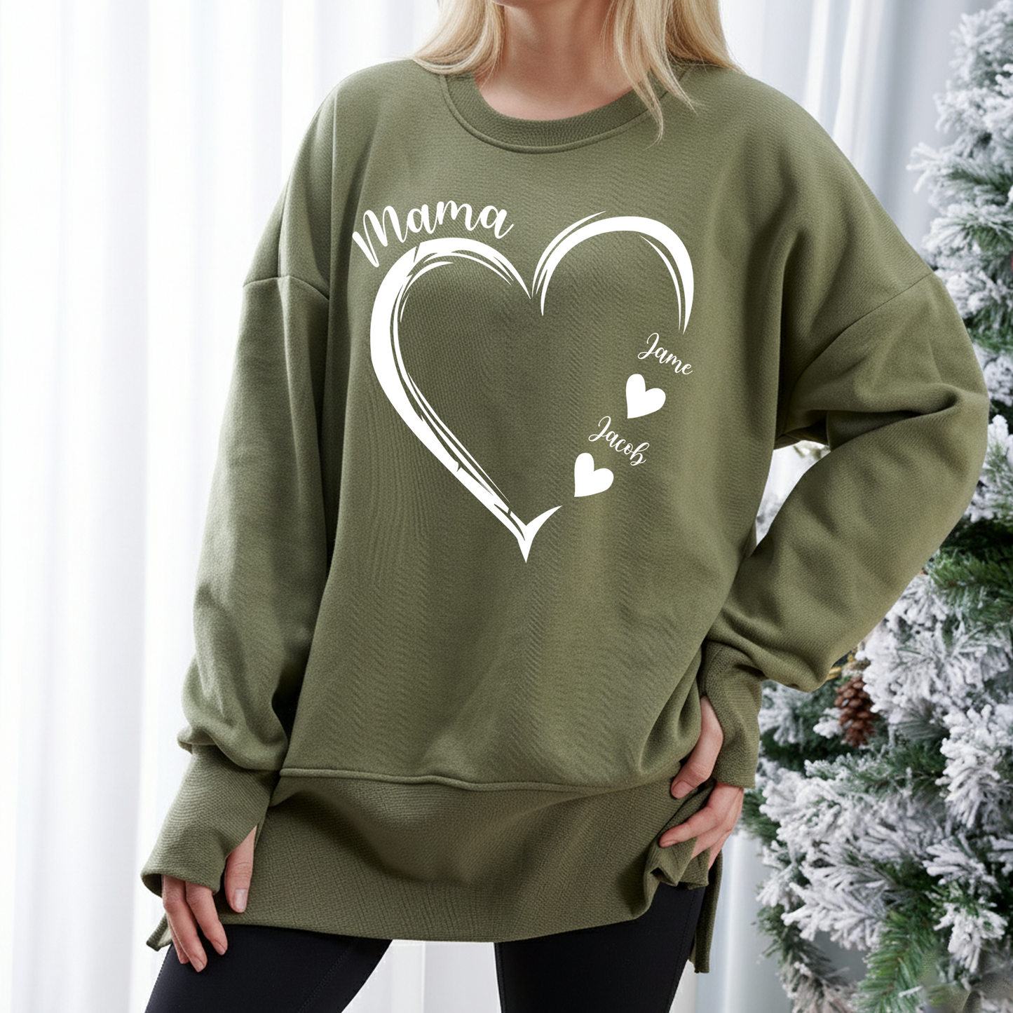 Personalized Mom and Grandma Heart Sweatshirt – Custom Grandkids Name Sweater – Cozy Christmas Gift for Grandma, Gigi, Nana, Mimi