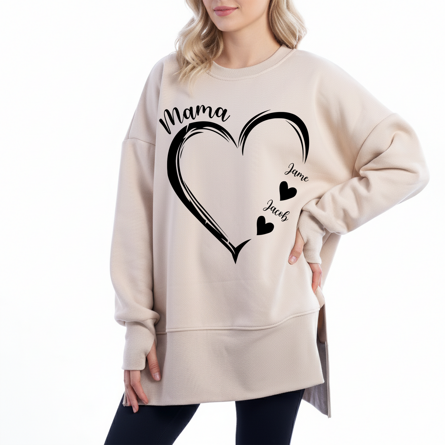 Personalized Mom and Grandma Heart Sweatshirt – Custom Grandkids Name Sweater – Cozy Christmas Gift for Grandma, Gigi, Nana, Mimi