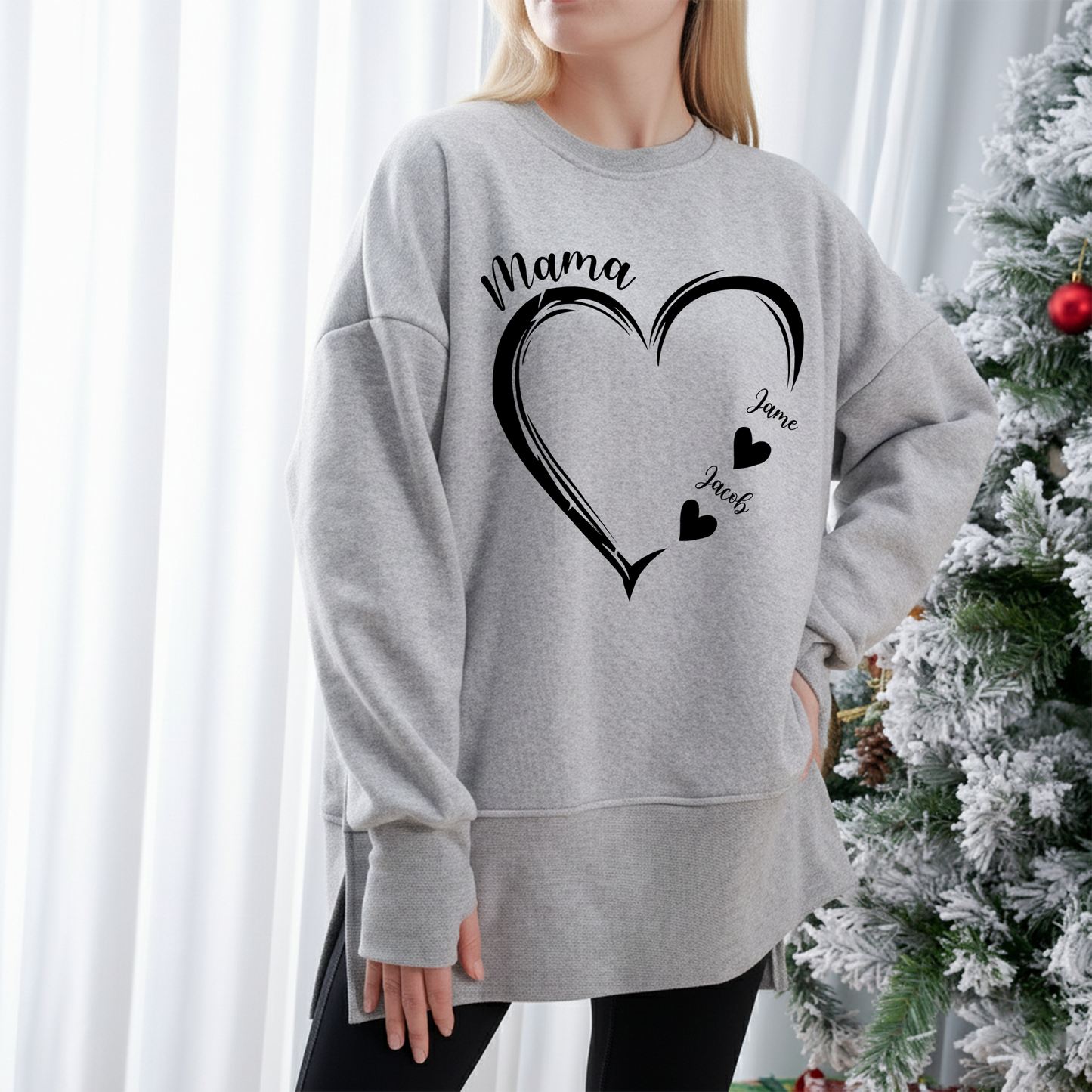 Personalized Mom and Grandma Heart Sweatshirt – Custom Grandkids Name Sweater – Cozy Christmas Gift for Grandma, Gigi, Nana, Mimi