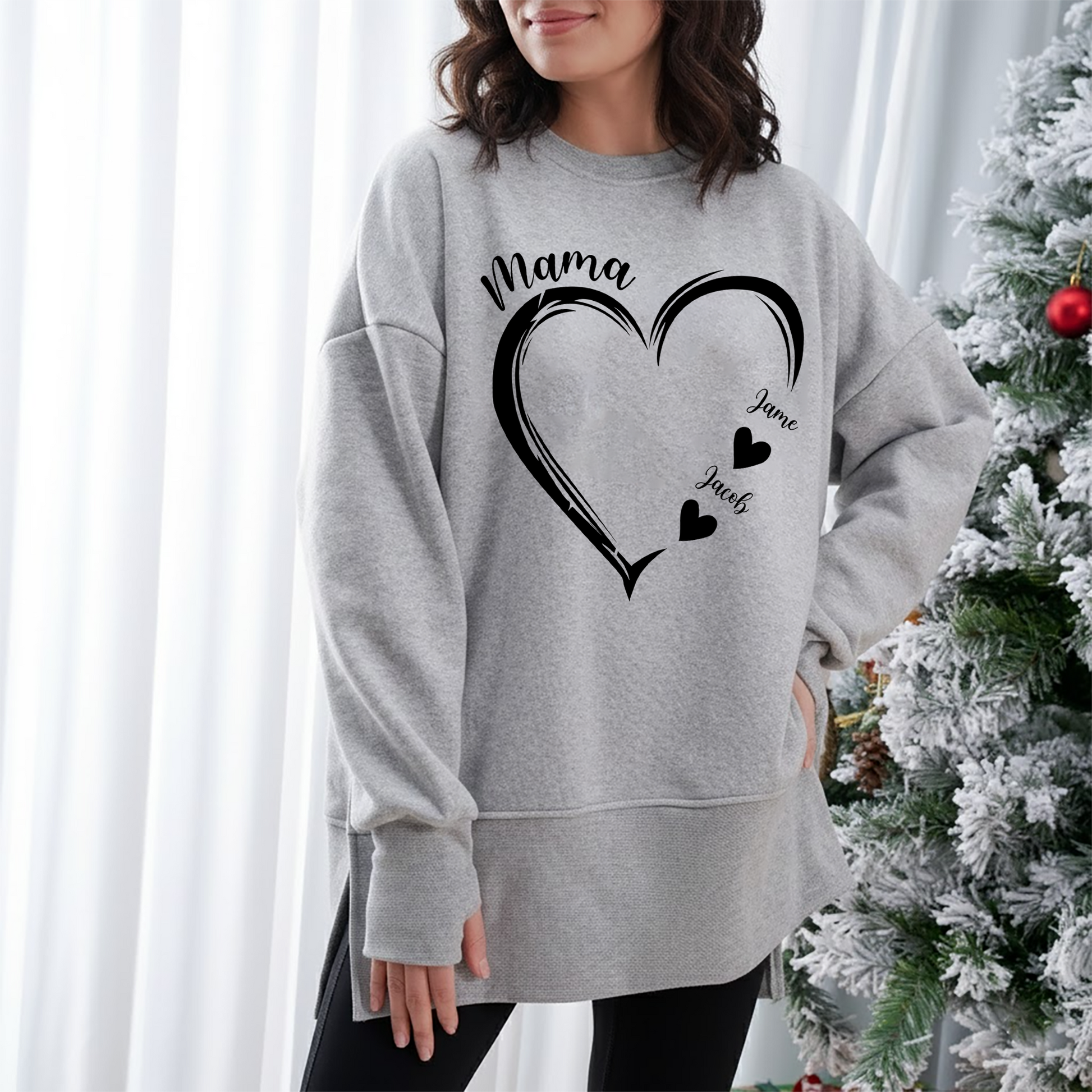 Personalized Mom and Grandma Heart Sweatshirt – Custom Grandkids Name Sweater – Cozy Christmas Gift for Grandma, Gigi, Nana, Mimi