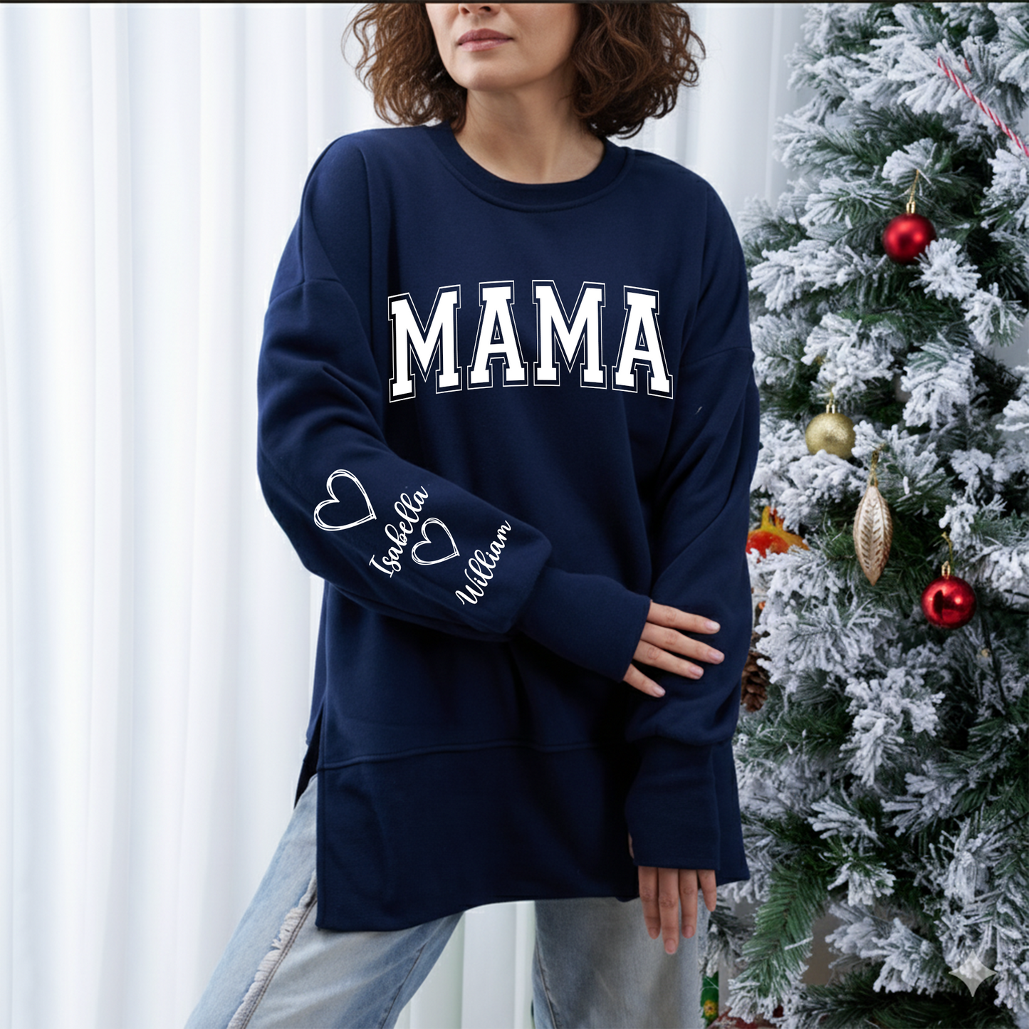 Mama Love Kids Women Oversized Sweatshirts Thumbhole Long Sleeve, Thumbhole Fall Side Slit Pullover