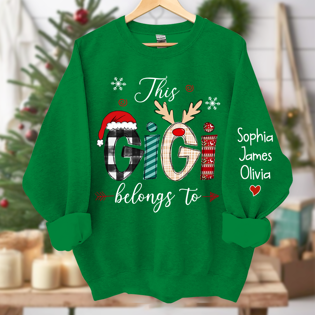 Merry Christmas This Gigi Belongs To Grandkids Sweatshirt, Merry Christmas Grandma Sweatshirt