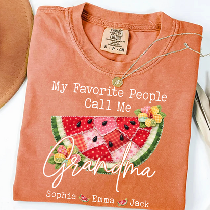 Comfort Colors® Custom Grandma Watermelon Shirt, Personalized Grandkids Names Shirt, Cute Summer Family Gift for Grandma Nana Mimi Gigi
