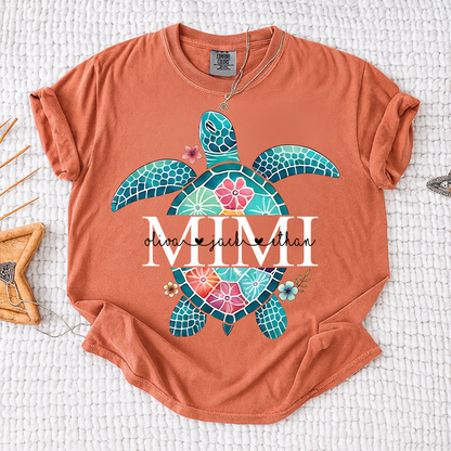 Comfort Colors® Personalized Mimi Sea Turtle Shirt, Custom Grandkids Names Beach Shirt, Coastal Summer Vacation Shirt for Grandma, Ocean Lover Gift for Mimi Nana Gigi