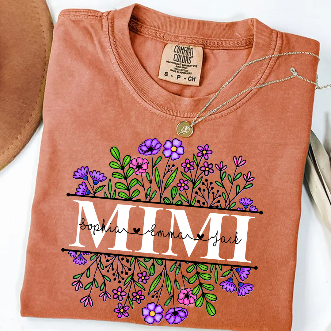 Comfort Colors® Mimi Wildflower And Grandkids Shirt Gift for Grandma, Mother's Day