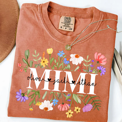 Mimi Wildflower Watercolor And Grandkids Gift For Grandma Comfort Colors® Shirt