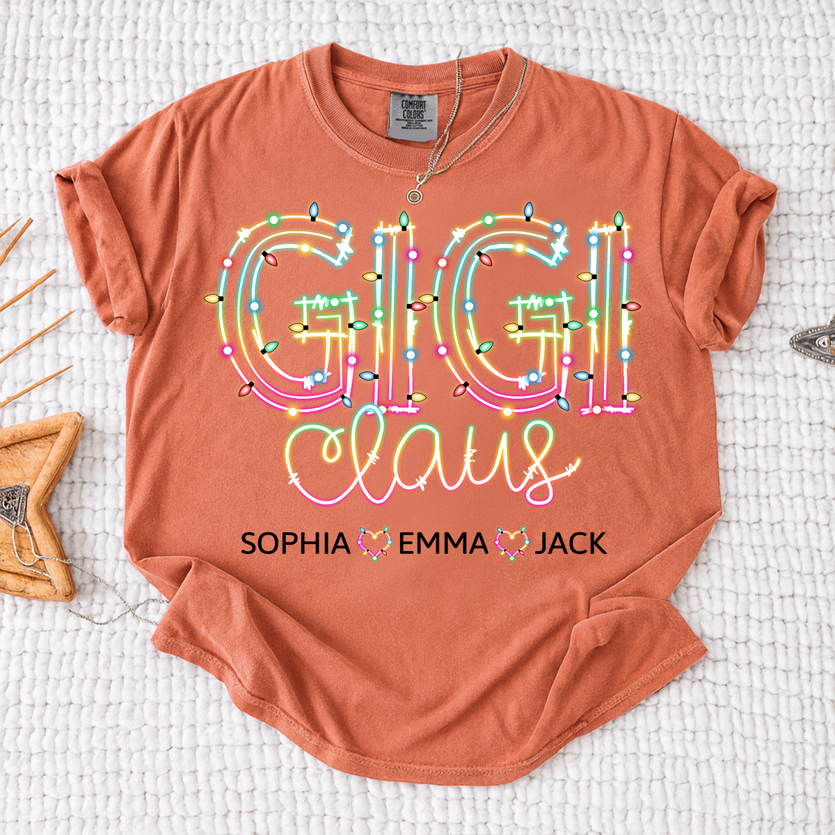 Comfort Colors® Gigi claus light And Grandkids Merry Christmas T-Shirt