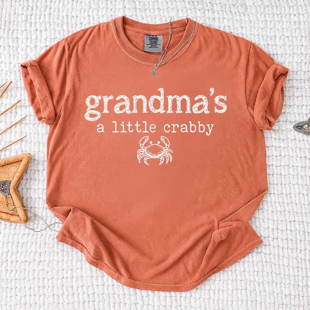 Comfort Colors® Grandma's A Little Crabby Shirt, Funny Grandma Beach Shirt, Coastal Summer Shirt for Women, Crab Lover Gift for Grandma, Vacation Shirt
