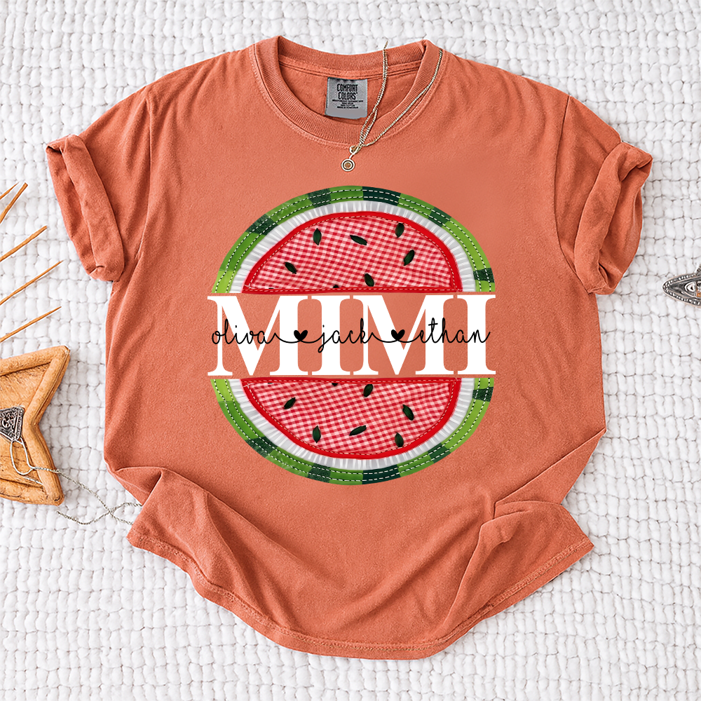 Comfort Colors® Mimi Patchwork Watermelon, Custom Mimi Gift for Grandma, Family Love