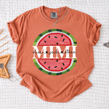 Comfort Colors® Mimi Patchwork Watermelon, Custom Mimi Gift for Grandma, Family Love