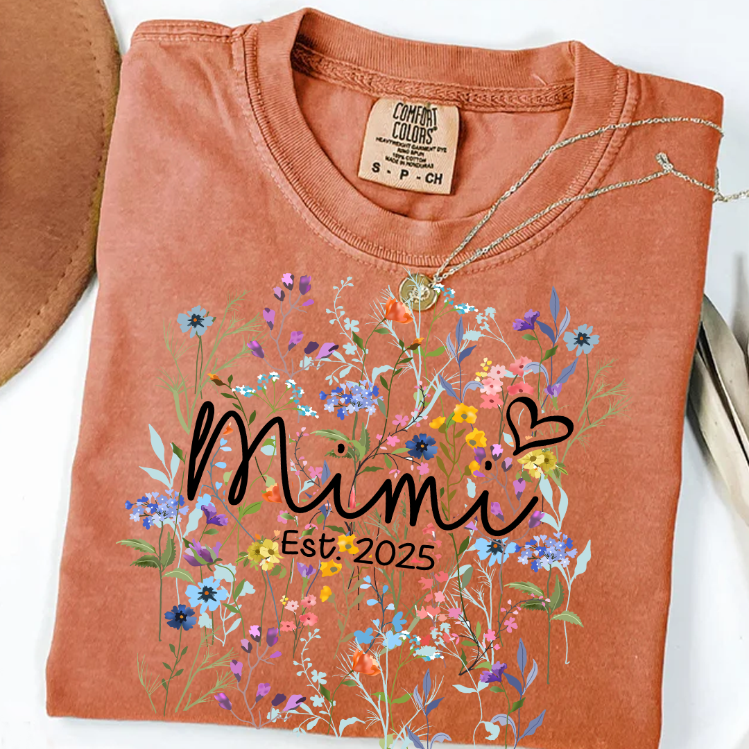 Comfort Colors® Mimi Heart Wildflower And Grandkids Shirt Gift for Grandma, Mother's Day, Birthday