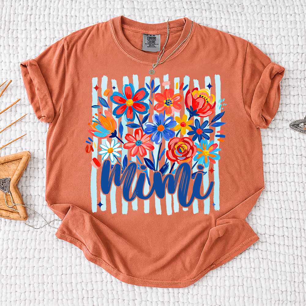 Comfort Colors® Personalized Nana American Flag T-Shirt, Custom Nana, Gigi, Mimi, Mama Design, Patriotic Family Shirt, Gifts for 4th of July, Independence Day