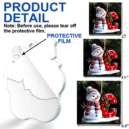 Snowman Initial Personalized Acrylic Ornament – Custom Letter Christmas Decoration & Gift for Family and Friends Ornament