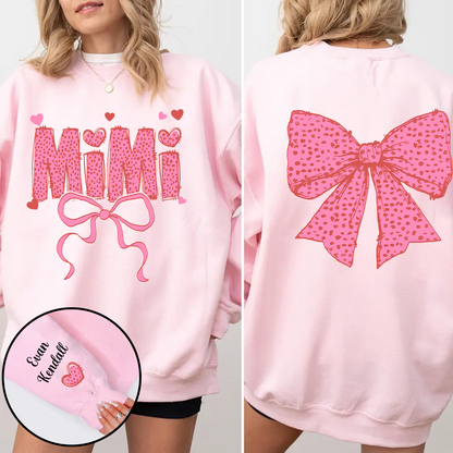 Personalized Mimi Pink Bow Sweatshirt – Custom Grandma Gift for Birthday or Christmas