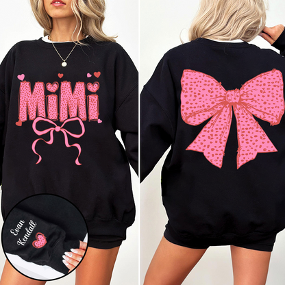 Personalized Mimi Pink Bow Sweatshirt – Custom Grandma Gift for Birthday or Christmas