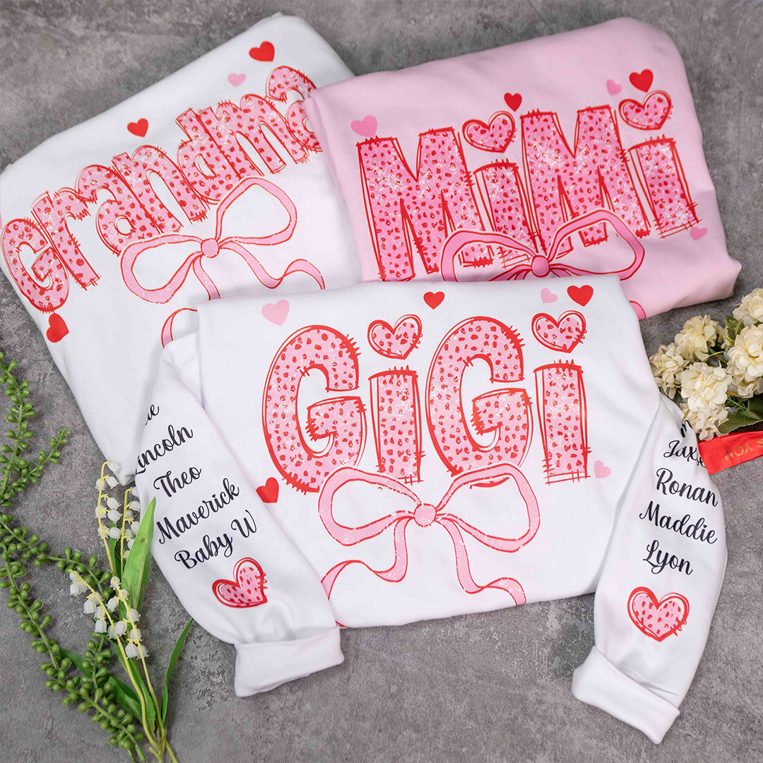 Personalized Mimi Pink Bow Sweatshirt – Custom Grandma Gift for Birthday or Christmas