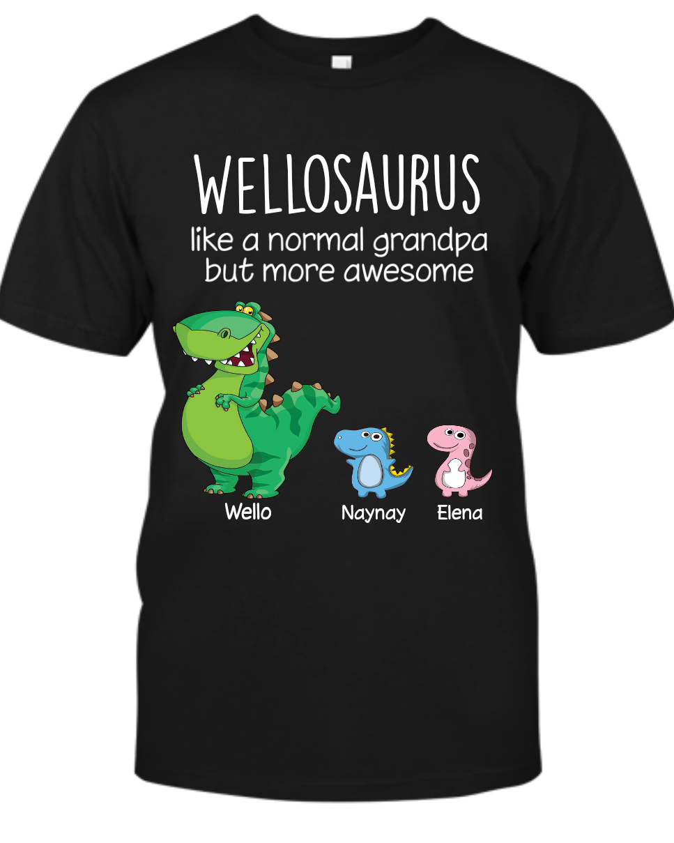 Personalized Grandpasaurus And Kids Names T-Shirt, Personalized Father's Day T-Shirts, Funny Dad Papa Grandpa Shirt