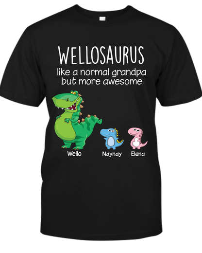 Personalized Grandpasaurus And Kids Names T-Shirt, Personalized Father's Day T-Shirts, Funny Dad Papa Grandpa Shirt