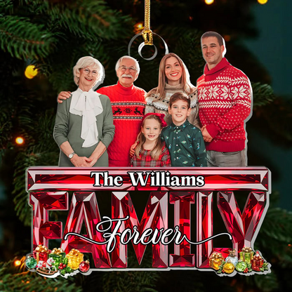 Personalized Family Forever Ornament 2025 – Custom Photo Christmas Ornament, Unique Holiday Gift for Families & Loved Ones