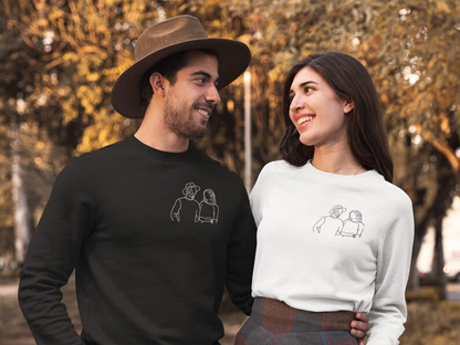 Custom Portrait from Photo Sweatshirt, Custom Couple Portrait with Roman Numerical, Couples Portrait, Couple Gifts, Gifts for Boyfriend Hoodie, Sweatshirt