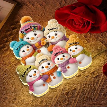Personalized Snowman Family Acrylic Light Box - A Cozy Holiday Gift for Loved Ones Light Box