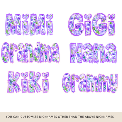 Gigi Purple Flower Gigi And Grandkids Personalized T-Shirt