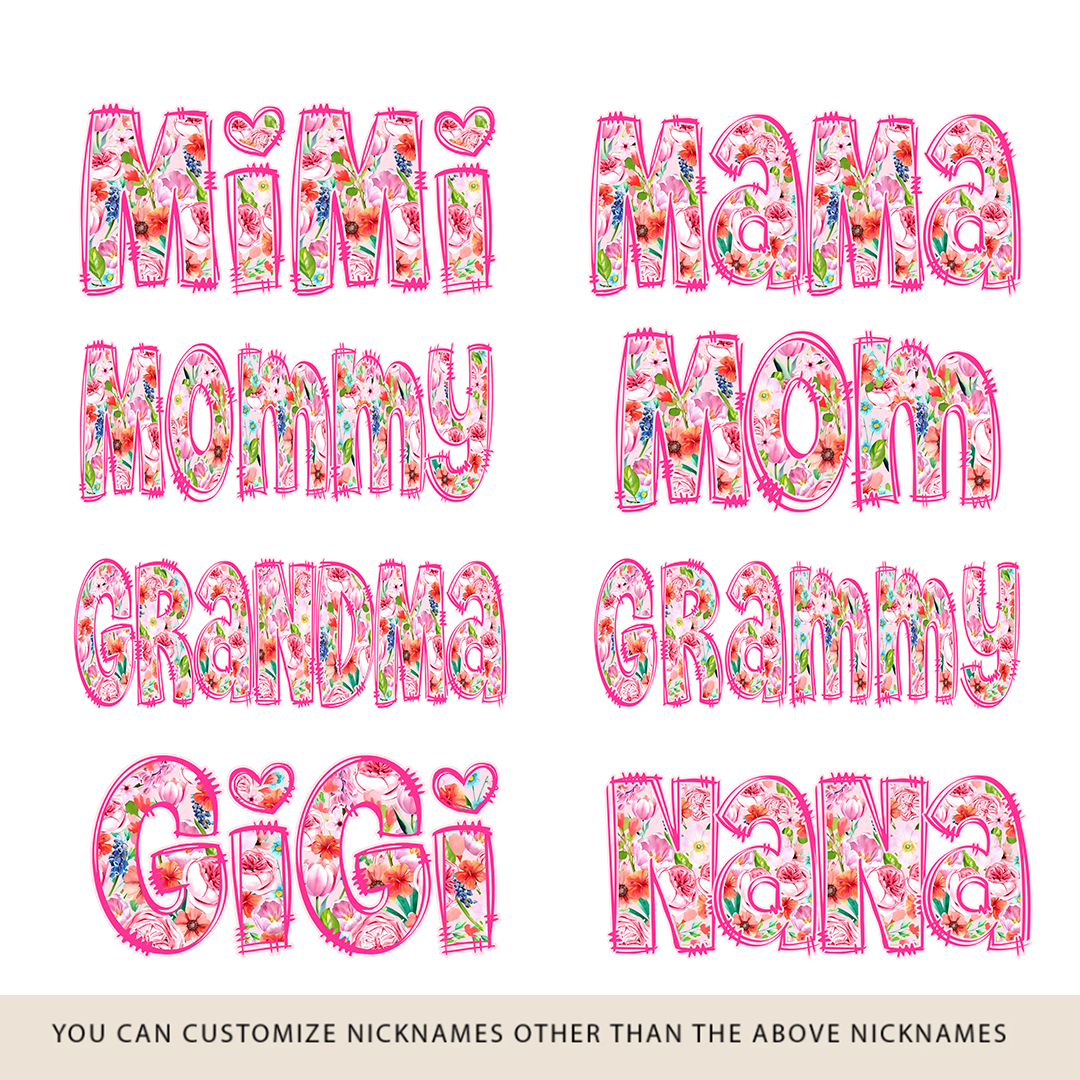 Valentine Gigi Pink Flower and Heart Personalized Gigi and Grandkids Sweatshirt