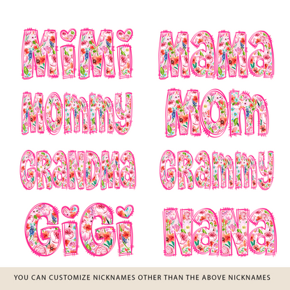 Valentine Gigi Pink Flower and Heart Personalized Gigi and Grandkids Sweatshirt