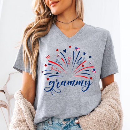 Firework America Flag Grandma And Kids