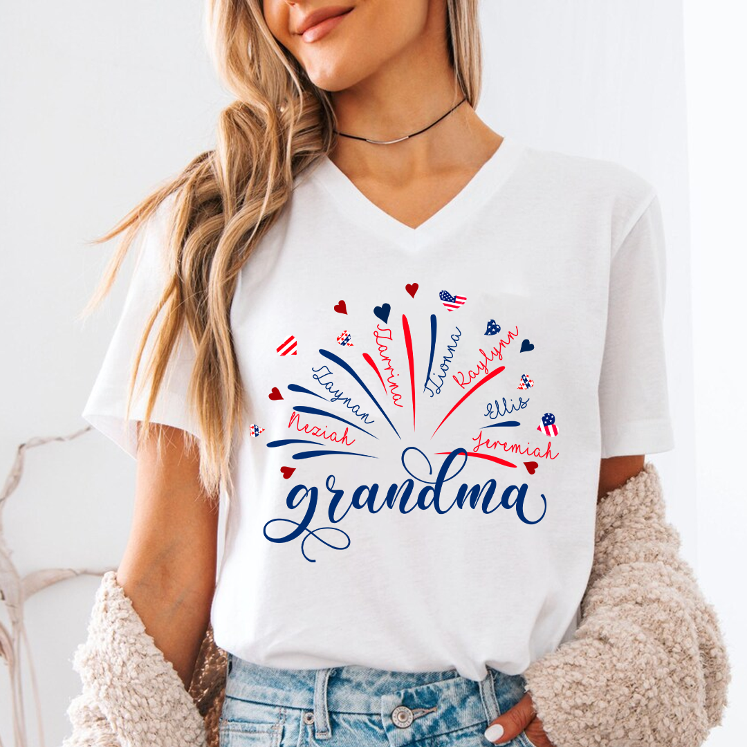 Firework America Flag Grandma And Kids