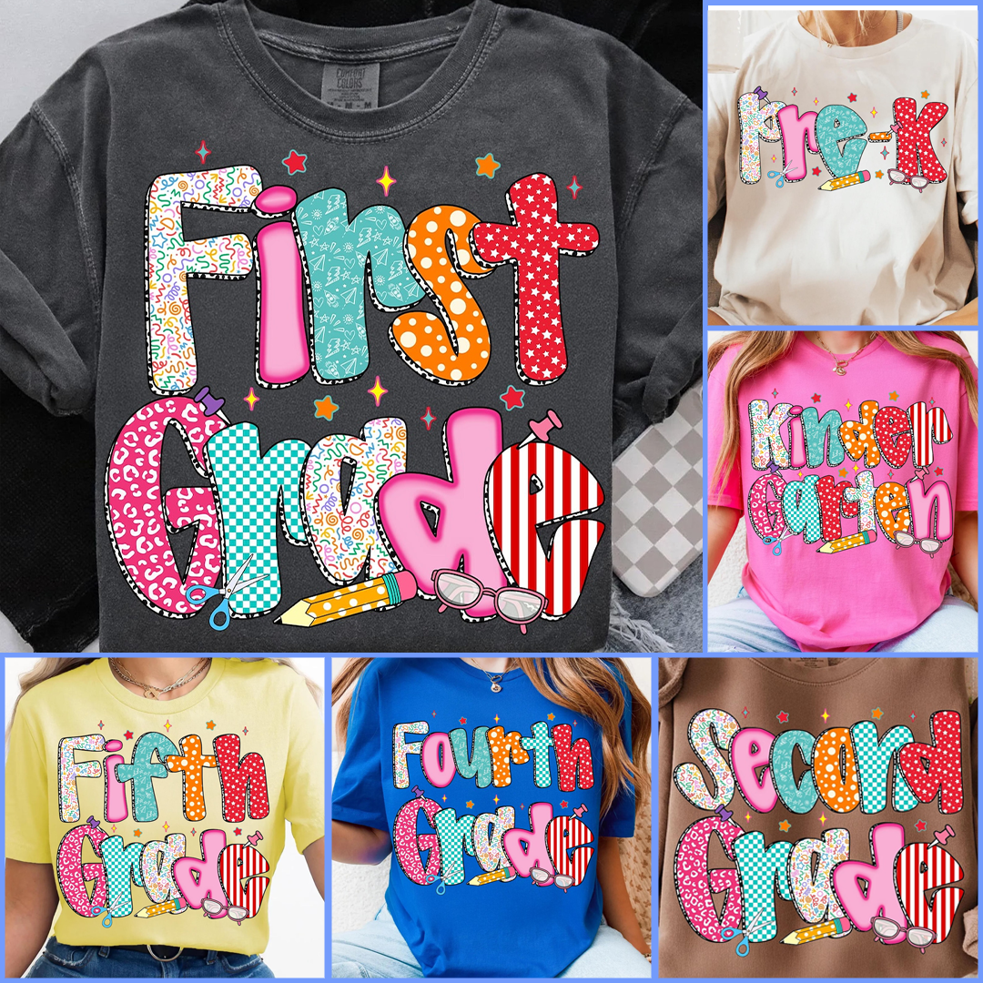 Kindergarten to 3rd Grade Teachers on the First Day Preppy Style Back to School Shirt