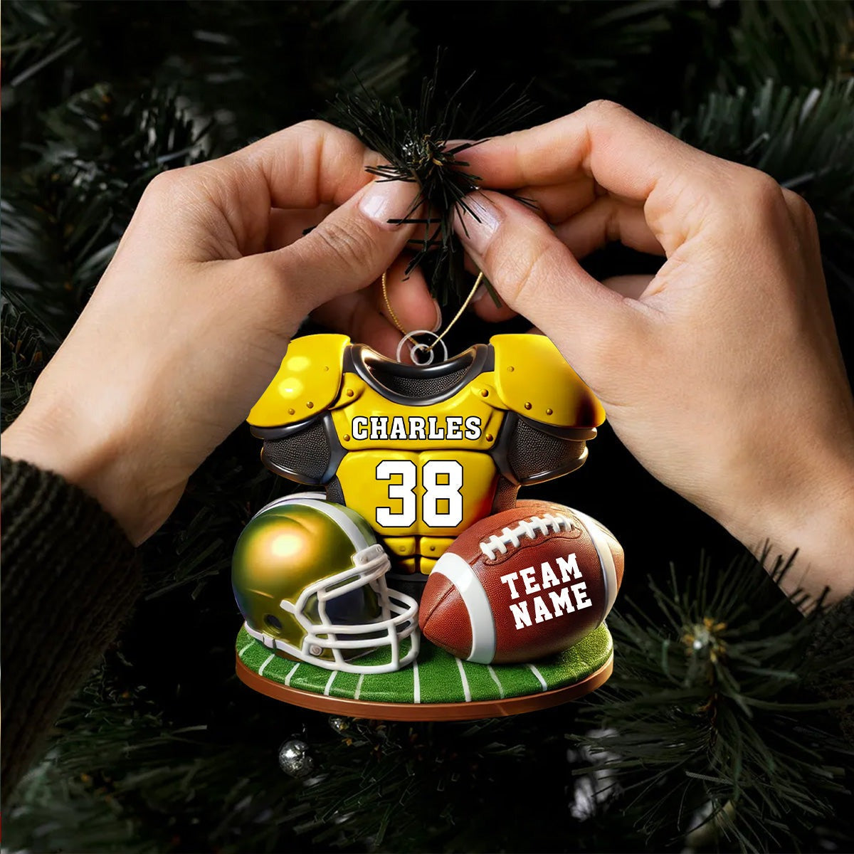 Custom Football Jersey Ornament, Personalized Sports Christmas Decoration With Name, Number & Team Ornament