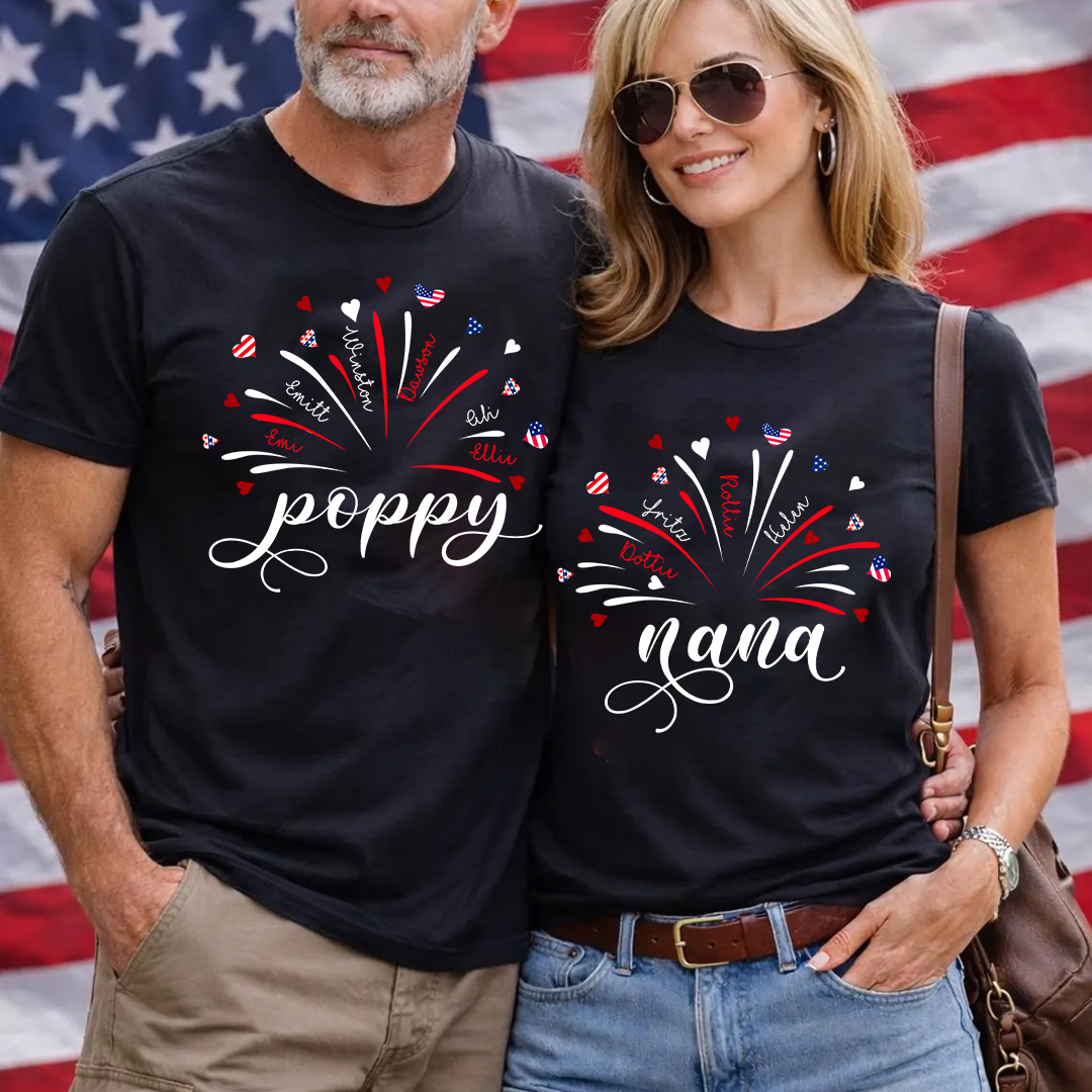Firework America Flag Grandma And Kids