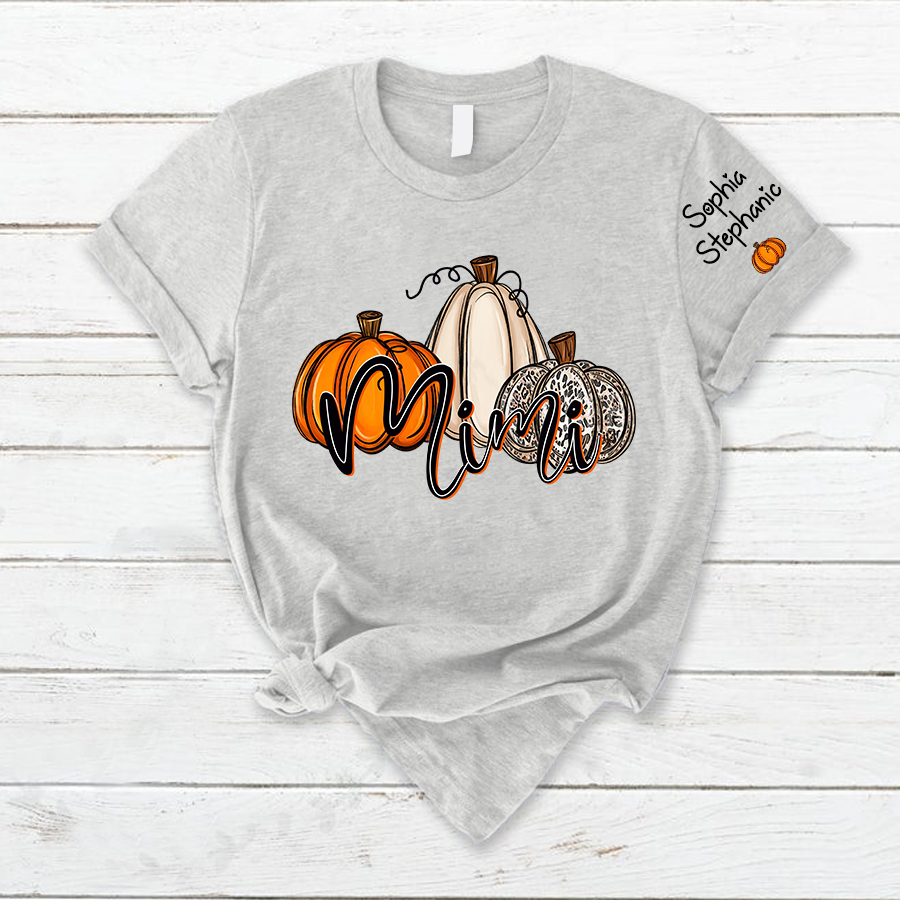 Personalized  Mimi, Grandma Pumpkins Autumn And Grandkids T-Shirt